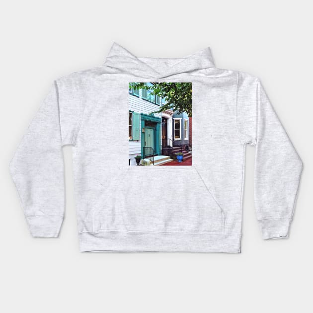 Harrisburg PA - Building with Green Door Kids Hoodie by SusanSavad